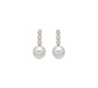 Luxenter Boucles d'oreilles plaque or jaune 18 carats et perle blanche - Anu