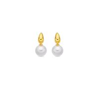 LUXENTER Rosmi Boucles d'oreilles en alliage de métal avec perle blanche finition or jaune 18 carats couleur blanche