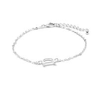 LUXENTER Bracelet Alphabet finition argent - Lettre D, taille unique, Métal, Sans pierre précieuse