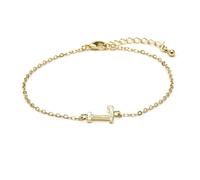 LUXENTER Bracelet Alphabet finition or 18 carats - Lettre L, taille unique, Métal, Sans pierre précieuse