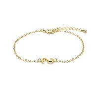 LUXENTER Bracelet Alphabet finition or 18 carats - Lettre S, taille unique, Métal, Sans pierre précieuse