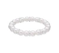 LUXENTER Bracelet en alliage de métal avec perle blanche finition argent couleur blanche Bracelets élastiques style minimaliste. Bijoux pour femme Clasow