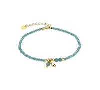 LUXENTER Bracelet en argent sterling 925 avec cristal vert finition or 18 carats. Couleur verte. Bracelets en pierres. Bijoux pour femme - Modèle Bialak