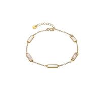 LUXENTER Bracelet en argent sterling 925 avec nacre blanche finition or 18 carats. Couleur dorée. Bracelets en pierres. Bijoux pour femme - Modèle Limy