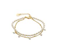 Luxenter Bracelet en perles blanches avec plaque en or jaune 18 carats - Subri