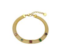 Luxenter Bracelet en zircone multicolore avec plaque en or jaune 18 carats - Vaine