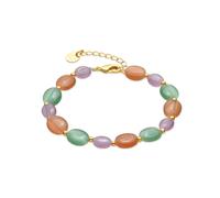 Luxenter Bracelet plaque or jaune 18 carats et œil-de-chat multicolore - Gorai