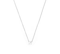 LUXENTER Collier alphabet avec finition argentée - Lettre N, médiano, métal, sans pierre précieuse, Mediano, Métal, Pas de gemme