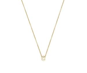 LUXENTER Collier Alphabet finition or 18 carats - Lettre C, médian, métal, sans pierre précieuse, Mediano, Métal, Sans pierre précieuse