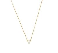 LUXENTER Collier Alphabet finition or 18 carats - Lettre T, Mediano, Métal, Sans pierre précieuse