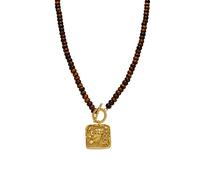 Luxenter Collier avec œil-de-tigre plaque or 18 carats - Lessy