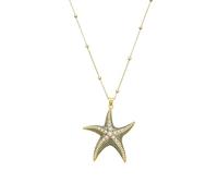 LUXENTER Collier avec perle blanche finition or 18 carats multicolore. Collier court pour femme - Modèle Ruko