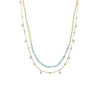 LUXENTER Collier avec turquoise finition or 18 carats, couleur bleue. Collier court. Bijoux pour femme - Modèle Akya
