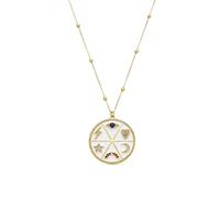 LUXENTER Collier avec zircon multicolore finition or 18 carats multicolore. Bijoux pour femme - Modèle Thiem