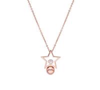 LUXENTER Collier court avec zircon brillant finition or rose 18 ct couleur rose. Bijoux pour femme - Modèle Losath