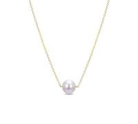 LUXENTER Collier court en argent sterling 925 avec perle blanche finition or 18 carats, couleur blanche, collier court pour femme, modèle Sadah