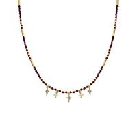 LUXENTER Collier court en argent sterling 925 avec zircon brillant, finition or 18 carats, multicolore, collier court pour femme, modèle Paila