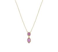 LUXENTER Collier court en argent sterling 925 avec zircon rose finition or 18 carats. Couleur rose. Collier court pour femme - Modèle Ontary