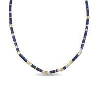 LUXENTER Collier en argent sterling 925 avec lapis lazuli naturel finition or 18 carats, couleur bleue. Bijoux pour femme - Modèle Ihun