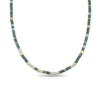 LUXENTER Collier en argent sterling 925 avec malachite finition or 18 carats, couleur verte. Bijoux pour femme - Modèle Ihun