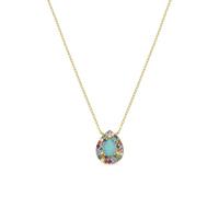 LUXENTER Collier en argent sterling 925 avec zircon multicolore finition or 18 carats multicolore. Collier court pour femme - Modèle Egah