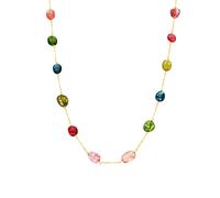 Luxenter Collier en argent sterling 925 et pierres naturelles multicolores, plaque or jaune 18 carats - Refus