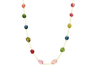 Luxenter Collier en argent sterling 925 et pierres naturelles multicolores, plaque or jaune 18 carats - Refus