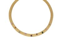 Luxenter Collier en zircone multicolore avec plaque en or jaune 18 carats - Vaine