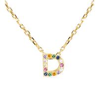 LUXENTER Collier personnalisé en argent sterling 925 avec zircon multicolore finition or 18 carats multicolore. Bijoux pour femme - Modèle Alphabet