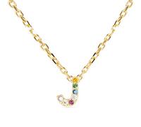 LUXENTER Collier personnalisé en argent sterling 925 avec zircon multicolore finition or 18 carats multicolore. Bijoux pour femme - Modèle Alphabet