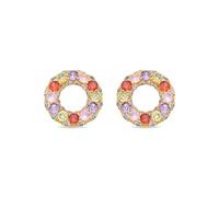 LUXENTER Kahaylo Boucles d'oreilles en alliage de métal avec zircon multicolore finition or jaune 18 carats couleur multicolore petites boucles d'oreilles style couleurs bijoux pour femme