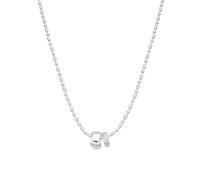 LUXENTER Laino Collier court en alliage de métal avec zircon brillant finition argent blanc