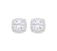LUXENTER Liawe Boucles d'oreilles en alliage de métal avec zircon brillant finition argent couleur blanche petites boucles d'oreilles style brillant bijoux pour femme Liawe