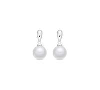 LUXENTER Mobe Boucles d'oreilles en alliage de métal avec perle blanche finition argent couleur blanche Boucles d'oreilles moyennes style minimaliste bijoux pour femme