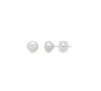 LUXENTER Yairak Boucles d'oreilles en alliage de métal avec perle blanche finition argent couleur blanche petites boucles d'oreilles style minimaliste bijoux pour femme