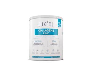 Luxéol - Collagène 2 en 1 - Complément Alimentaire - Croissance(1) & Fortification(1)(2) - Rides(3) & Elasticité(3) - 10 g Collagène Marin Type l + Acide Hyaluronique + coQ10-275 g (Programme 25 j)