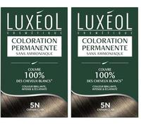 Luxéol - Coloration Permanente 5N Châtain Clair - Sans Ammoniaque - Couvre 100% des Cheveux Blancs(1) - Longue Durée(2) - Couleur Lumineuse Éclatante Intense - Testée & Approuvée - 60ml, 60ml, 12ml