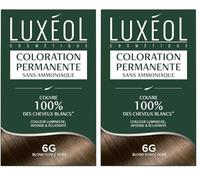 Luxéol - Coloration Permanente 6G Blond Foncé Doré - Sans Ammoniaque - Couvre 100% des Cheveux Blancs(1) - Longue Durée(2) - Couleur Lumineuse Éclatante Intense - Testée & Approuvée - 60ml, 60ml, 12ml