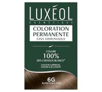 Luxéol - Coloration Permanente 6G Blond Foncé Doré - Sans Ammoniaque - Couvre 100% des Cheveux Blancs(1) - Longue Durée(2) - Couleur Lumineuse Éclatante Intense - Testée & Approuvée - 60ml, 60ml, 12ml