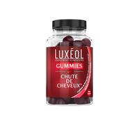 LUXÉOL - Gummies Chute Cheveux - Complément Alimentaire - Aide À Prévenir La Chute - Arômes de cassis - Sans Sucres - Fabriqué En France - Programme 1 Mois - 60 Gummies