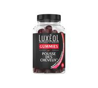 Luxéol - Gummies Pousse Cheveux - Complément Alimentaire - Stimule Le Bulbe Capillaire - Plante, Minéraux, Vitamines - Arôme Fraise, Sans Sucres - Fabriqué En France - Programme 1 mois - 60 Gummies