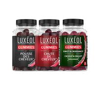 LUXEOL - Lot Gummies Pousse Cheveux + Chute Cheveux + Force & Croissance