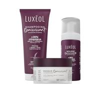 LUXEOL - Protocole Épaississant - Cheveux Secs - +38% D'Epaisseur Dès la 1ère Utilisation* - Efficacité Prouvée - Shampooing + Masque + Mousse - Fabriqué en France