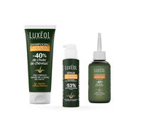 LUXEOL - Routine Antichute Progressive - Diminue La Chute De Cheveux - Shampooing (200 ml) + Conditionneur (150 ml) + Sérum (100 ml) - Âge & Cheveux Clairsemés - Fabriqué En France