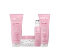 LUXÉOL - Routine Boucles - Nourrit Les Boucles | Limite les Frisottis - Parfum Gourmand - Cheveux bouclés - Shampooing & Masque (2x200ml) + Crème De Soin & Gelée (2x250ml)