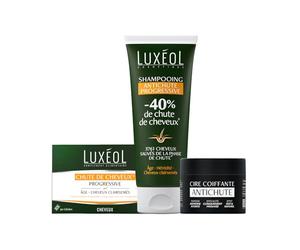 LUXEOL - Routine Chute de Cheveux Homme- Gélules Chute Progressive + Shampooing Anti-Chute Progressive & Cire Coiffante- Cheveux Plus Forts et Résistants- Fabriqué en France