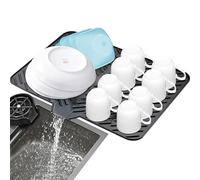 Luxet Tapis d'égouttoir à vaisselle en silicone avec rebord de drainage intégré - Tapis de séchage hygiénique - Plateau robuste compact facile à nettoyer - Protège les surfaces et empêche