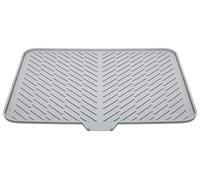 Luxet Tapis d'égouttoir à vaisselle en silicone avec rebord de drainage intégré - Tapis de séchage hygiénique - Plateau robuste compact facile à nettoyer - Protège les surfaces et empêche