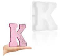 Luxeu Moule Resine Epoxy Grande Lettre, 7 inch Moule Silicone Resine Epoxy Alphabet 3D, Lavable et Réutilisable, pour Bricolage Artisanat, Maison Décoration, Fabrication de Lettres (K)
