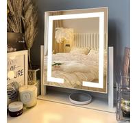 LuxeVue Miroir de Maquillage avec lumières, Miroir de Table 30x36 cm, 3 Modes d’éclairage réglables par capteur Tactile, Miroir grossissant Amovible 15X (Petit miroi Rond), Cadre en métal